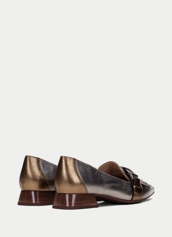 HISPANITAS Sapatos rasos dali ouro-aço