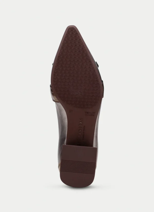 HISPANITAS Sapatos rasos dali ouro-aço
