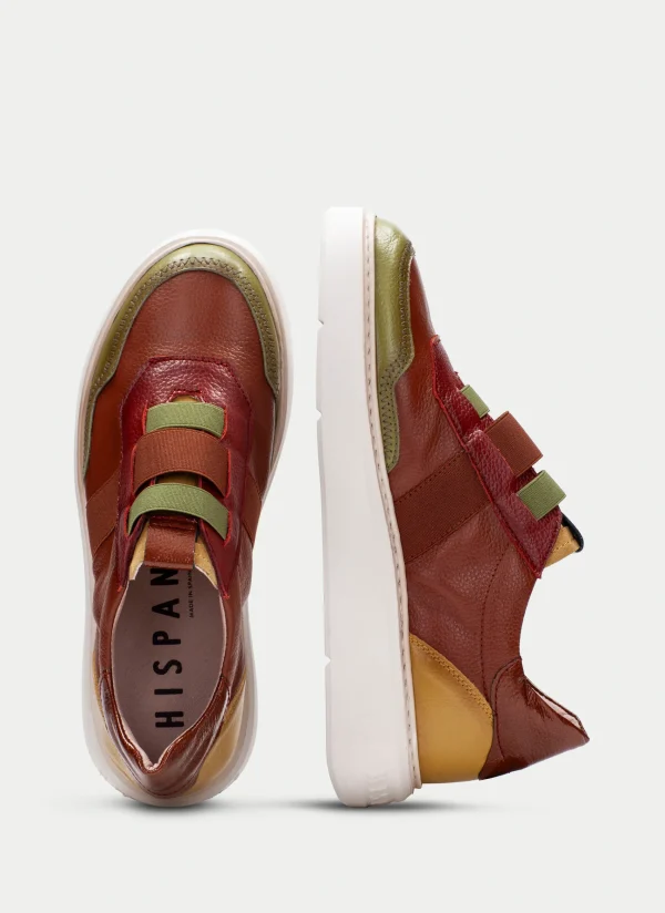 HISPANITAS Sneakers oceania couro-mostarda-olive